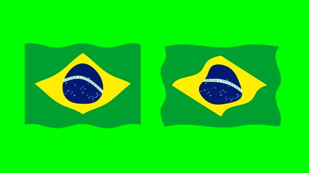 Grafica Ondulata Del Movimento Bandiera Brasile Con Sfondo Dello Schermo — Video Stock