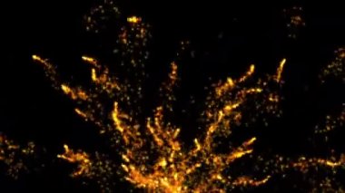 Ateş, düz siyah arkaplana sahip akış hareketli grafikleri ateşler