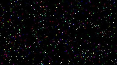 Sade siyah arkaplana sahip renkli parçacıklar taşınıyor