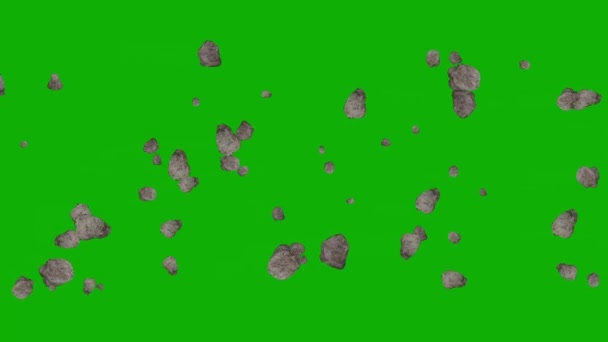Poruszające Się Asteroidy Ruchu Grafiki Zielonym Tle Ekranu — Wideo stockowe