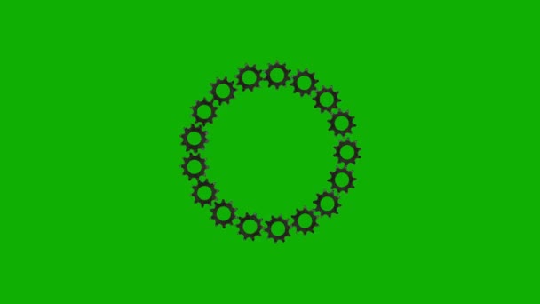 Ingranaggi Rotanti Modello Circolare Grafica Movimento Con Sfondo Schermo Verde — Video Stock