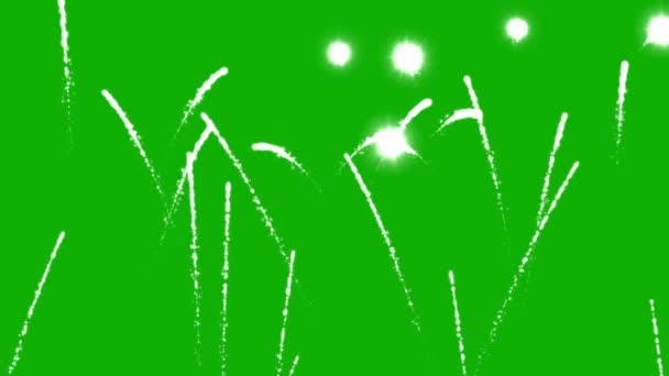 具有绿色屏幕背景的美丽烟火动作图形 — 图库视频影像