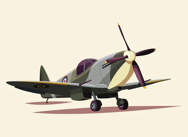 Britský Spitfire Bojovník Druhé Světové Války Izolované Vektorové Ilustrace — Stockový vektor