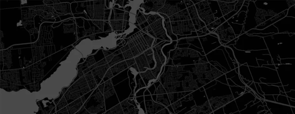 Темно Чорний Район Міста Оттава Горизонтальний Векторний Тло Карту Вулиці — стоковий вектор