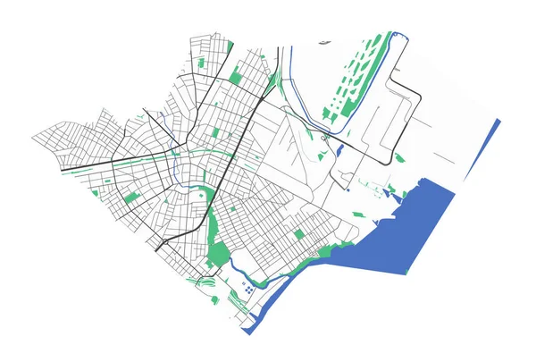 Mapa Elizabeth Mapa Detallado Elizabeth Área Administrativa Ciudad Paisaje Urbano — Archivo Imágenes Vectoriales