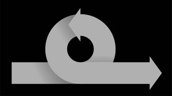 Graues Spiralverdrehtes Pfeil Symbol Prozessfluss Agiles Schema Konzeptvektorillustration Auf Schwarzem — Stockvektor