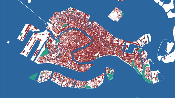 Venedig Vektorkarte Detaillierte Karte Des Verwaltungsgebietes Der Stadt Venedig Stadtpanorama — Stockvektor