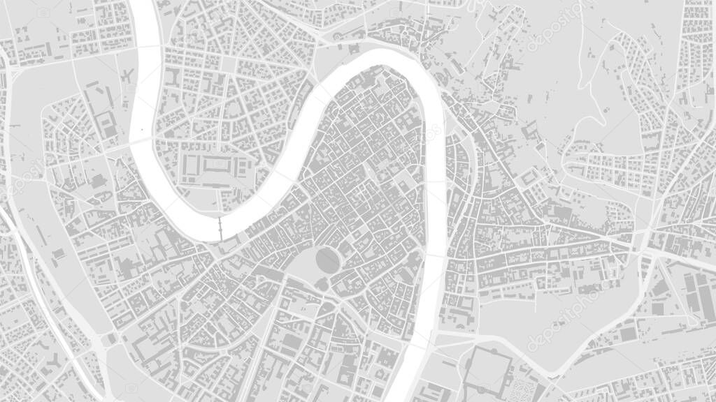 White and light grey Verona City area vector background map, streets and water cartography illustration. Widescreen proportion, digital flat design streetmap.
