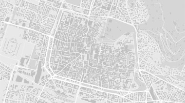 White and light grey Brescia City area vector background map, streets and water cartography illustration. Widescreen proportion, digital flat design streetmap. clipart
