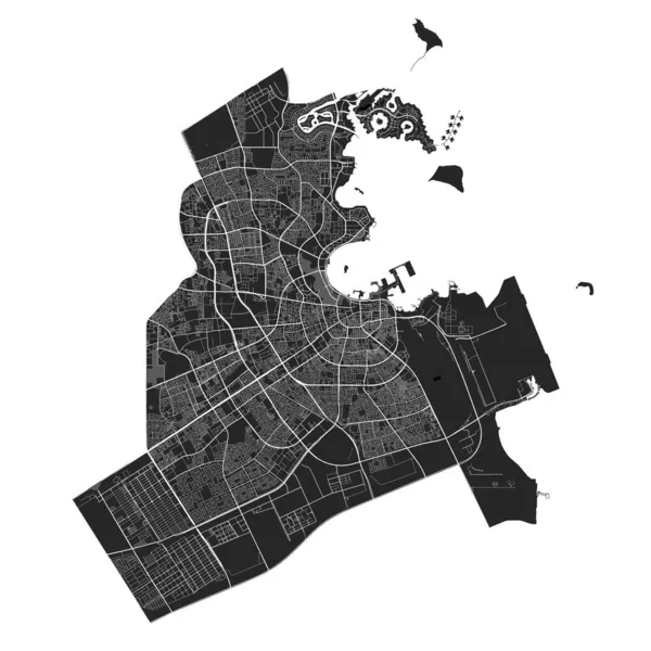 Векторная Карта Дохи Подробная Векторная Карта Административного Района Дохи Городской — стоковый вектор
