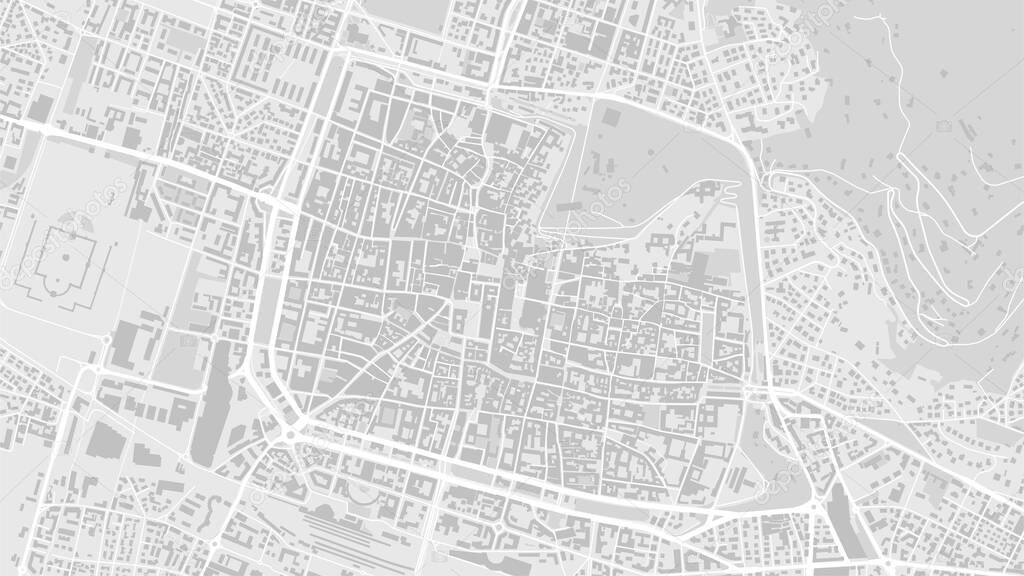 White and light grey Brescia City area vector background map, streets and water cartography illustration. Widescreen proportion, digital flat design streetmap.