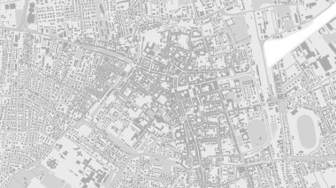 Beyaz ve açık gri Ravenna Şehri alan vektör arkaplan haritası, sokaklar ve su haritası çizimi. Geniş ekran oranı, dijital düz tasarım sokak haritası.