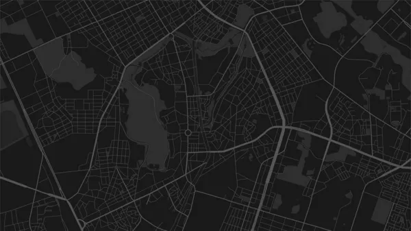 Mörksvart Suwon City Område Vektor Bakgrundskarta Gator Och Vatten Kartografi — Stock vektor