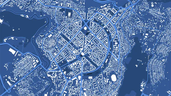 Póster Detallado Mapa Vectorial Azul Ereván Área Administrativa Ciudad Panorama — Vector de stock