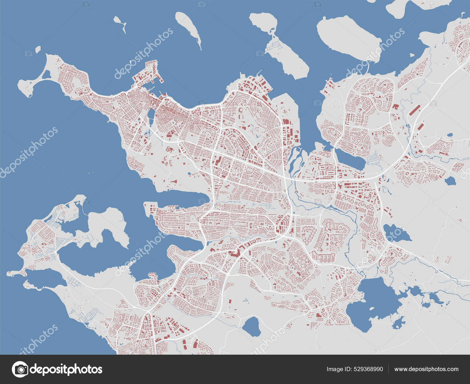 Vista aérea azul de edifícios da cidade, renderização em 3d de fundo azul  do mapa