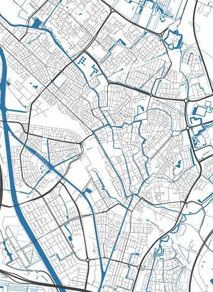 オランダ ユトレヒト州のベクトル地図 ストリートマップポスターイラスト ユトレヒト地図アート — ストックベクタ