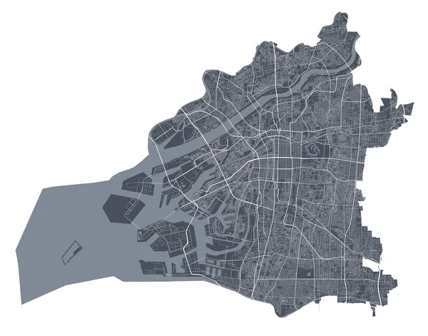 Osaka City Map Detailed Vector Map Osaka Administrative Area Land — Stock Vector