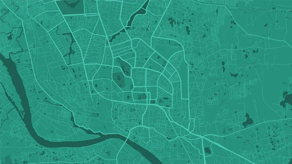 Groene Dhaka City Gebied Vector Achtergrond Kaart Straten Water Cartografie — Stockvector