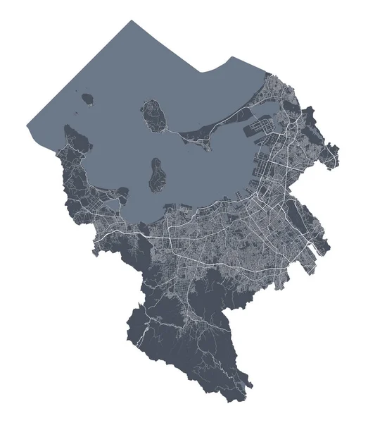 Mapa Cidade Fukuoka Mapa Vetorial Detalhado Área Administrativa Fukuoka Vista — Vetor de Stock