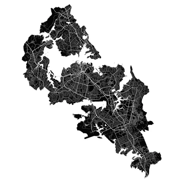 Χάρτης Του Ώκλαντ Λεπτομερής Διανυσματικός Χάρτης Της Διοικητικής Περιοχής Της — Διανυσματικό Αρχείο