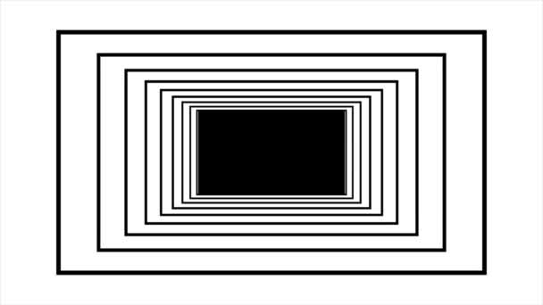 Vuelo Infinito Través Del Rectángulo Negro Túnel Patrón Geométrico Sin — Vídeo de stock