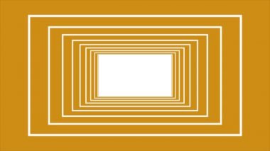 Sonsuz uçuş, siyah halka tünelinde. Kusursuz geometrik desen, turuncu arka plan. Metin için alanı olan soyut koridor hareketi. 4k, HD, döngülenmiş animasyon.