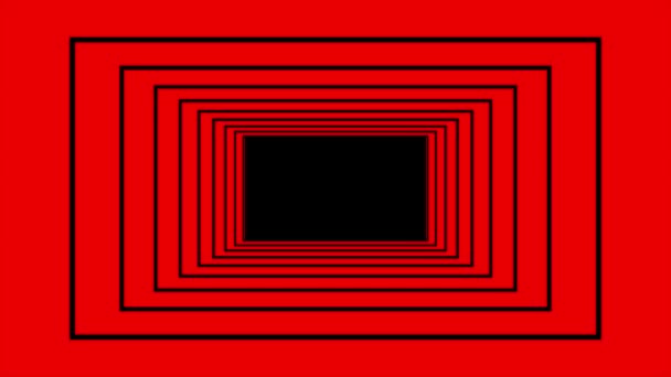 Infinity Flight Black Rectangle Tunnel Seamless Geometric Pattern Red Background — ストック動画