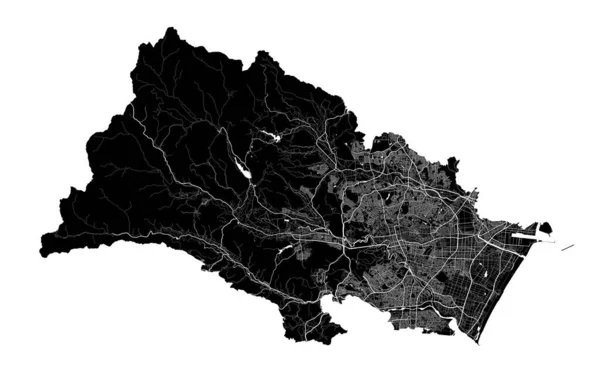 Plan Sendai Carte Vectorielle Détaillée Zone Administrative Sendai Affiche Paysage — Image vectorielle