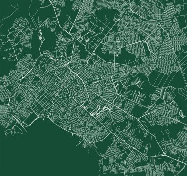 Cuiaba city Brazil municipality vector map. Green street map, municipality area, white lines. Urban skyline panorama for tourism.