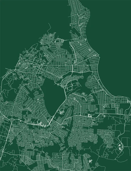 Joao Pessoa City Brazil Municipality Vector Map Green Street Map — стоковый вектор