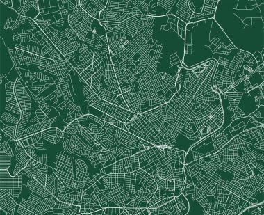 Sorocaba city Brazil municipality vector map. Green street map, municipality area, white lines. Urban skyline panorama for tourism.