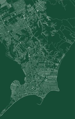 Maceio city Brazil municipality vector map. Green street map, municipality area, white lines. Urban skyline panorama for tourism.