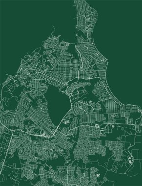 Joao Pessoa city Brazil municipality vector map. Green street map, municipality area, white lines. Urban skyline panorama for tourism.