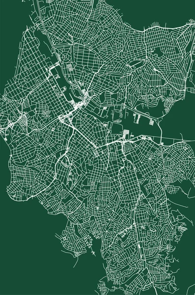 Santo Andre City Brazil Municipality Vector Map Green Street Map — Vetor de Stock