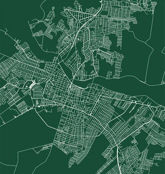 Campos Dos Goytacazes City Brazil Municipality Vector Map Green Street — Vettoriale Stock