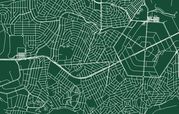 コンティガム市ブラジル自治体ベクトルマップ グリーンストリートマップ 自治体エリア 白い線 観光のための都市スカイラインパノラマ — ストックベクタ