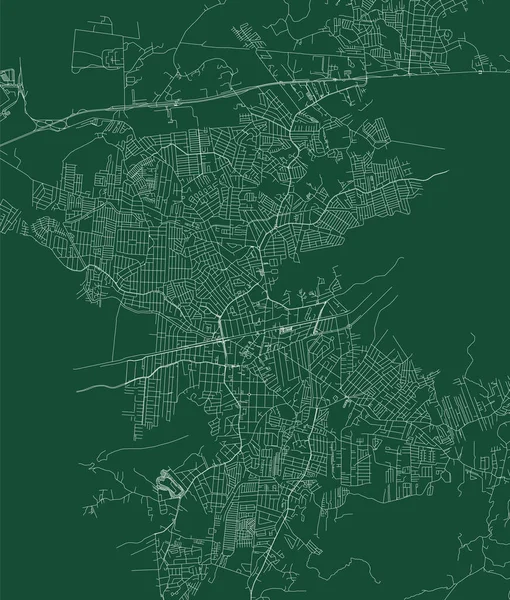 Campo Grande City Brazil Municipality Vector Map Green Street Map — Vettoriale Stock