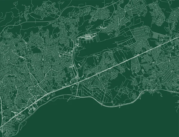 Guarulhos City Brazil Municipality Vector Map Green Street Map Municipality — Vetor de Stock
