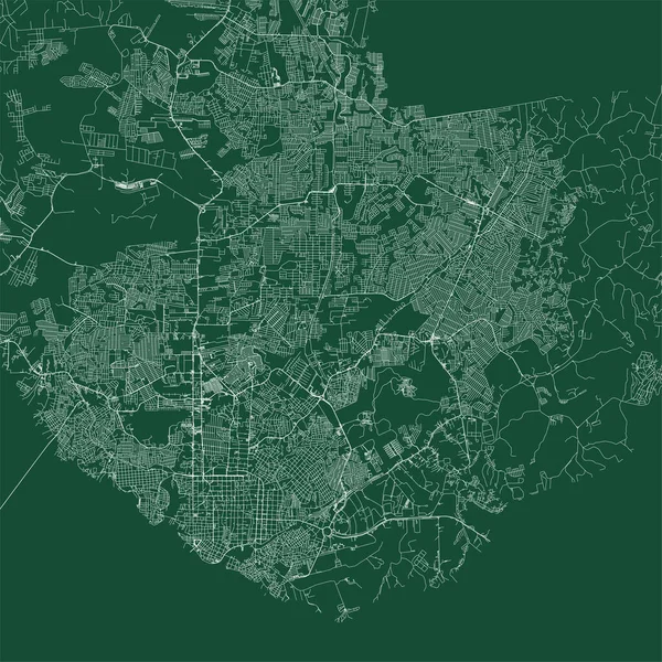 Manaus City Brazil Municipality Vector Map Green Street Map Municipality — Vettoriale Stock