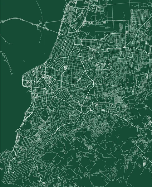 Porto Alegre City Brazil Municipality Vector Map Green Street Map — Vetor de Stock