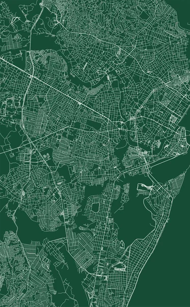 Recife City Brazil Municipality Vector Map Green Street Map Municipality — Vettoriale Stock