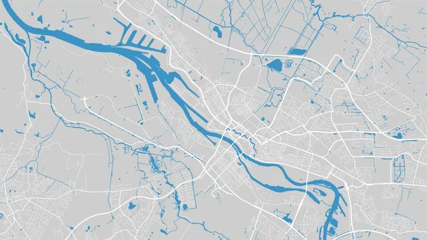 River Map Vector Illustration Weser River Map Bremen City Germany — Vetor de Stock