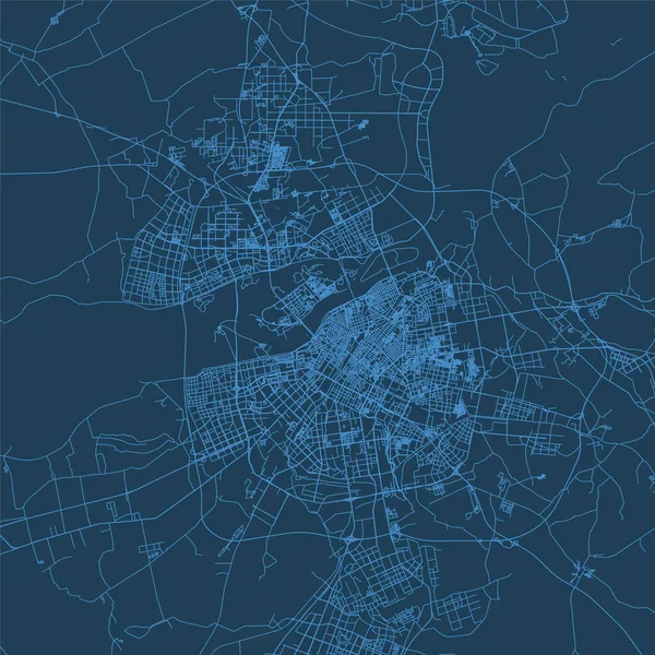 Harbin Cidade China Município Província Vetor Mapa Mapa Estradas Azul — Vetor de Stock