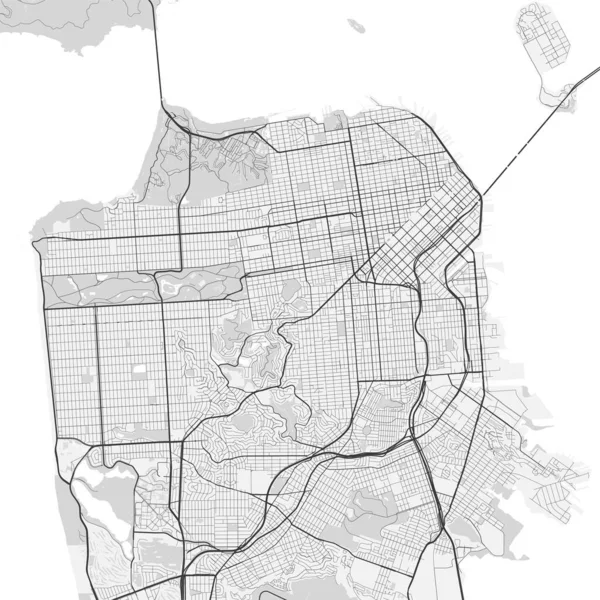 Mappa Vettoriale Della Città San Francisco Poster Scala Grigi Urbana — Vettoriale Stock