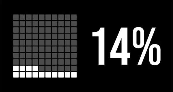 Percent Diagram Fourteen Percentage Vector Infographic Rounded Rectangles Forming Square — Stock Vector