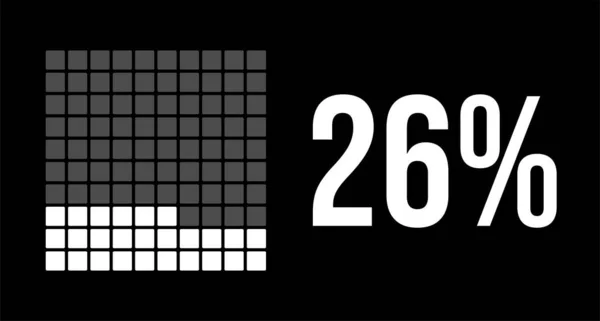 26Procentní Diagram Šestadvacetiprocentní Vektorová Infografie Zaoblené Obdélníky Tvořící Čtvercový Graf — Stockový vektor