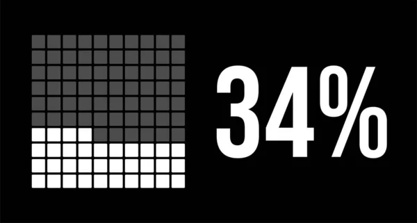 Percent Diagram Thirty Four Percentage Vector Infographic Rounded Rectangles Forming — Stock Vector