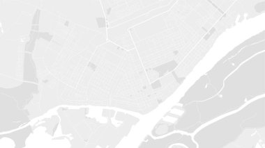 Beyaz ve açık gri Kherson şehir alanı vektör arkaplan haritası, yollar ve su çizimleri. Geniş ekran oranı, dijital düz tasarım yol haritası.