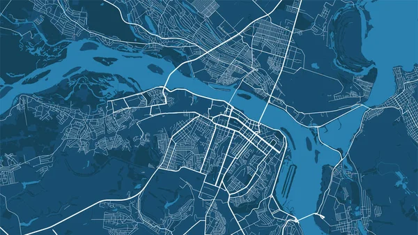 Dnipro şehrinin idari alanının detaylı vektör haritası. Mavi gökyüzü manzarası. Dnipro bölgesinin dekoratif grafik turist haritası. Telif hakkı serbest vektör illüstrasyonu.