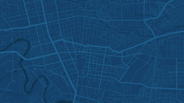 Dark Blue Sendai City Area Vector Background Map Streets Water — Vetor de Stock